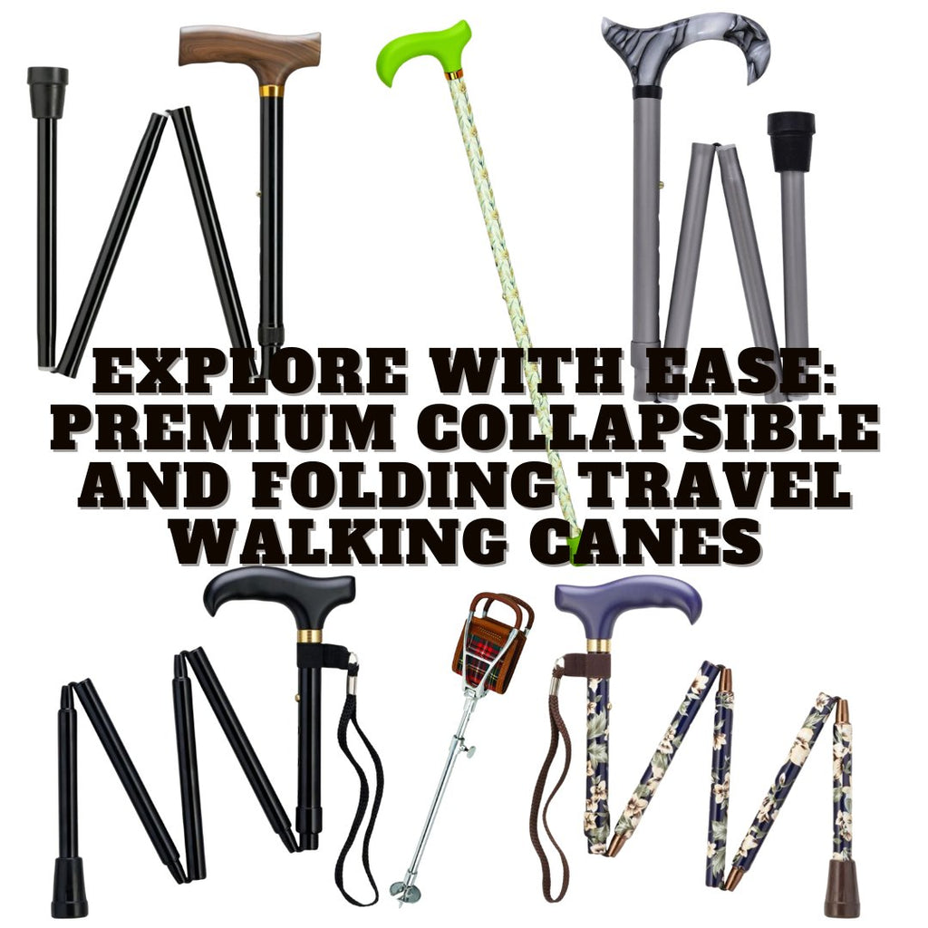 Folding Cane - Foldable Walking Cane with Adjustable Height - Collapsible  and Lightweight - Soft Ergonomic Handle for Comfortable Grip - Portable