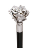 Italian Elegance: Concord Sterling Silver Rose Handle Walking Cane | Canes Galore