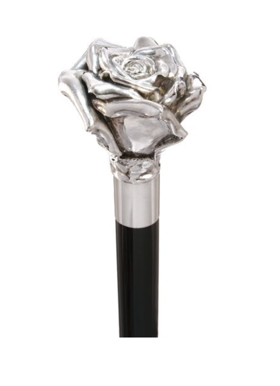 Italian Elegance: Concord Sterling Silver Rose Handle Walking Cane | Canes Galore - Canes Galore