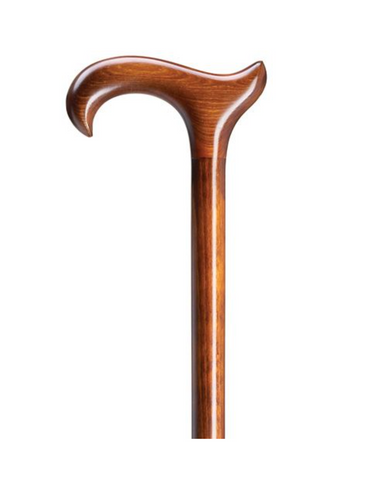 Men's Derby Wood Walking Cane | Extra Wide Ergonomic Handle, Scorched Cherry 42