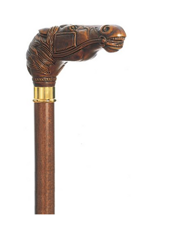 Palio the Race Horse Walking Stick | Brown Molded Handle 36