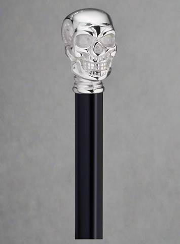 Silver Chrome Plated Brass Skull Walking Stick | 36