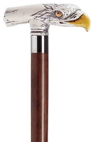 Eagle Head Brass Walking Cane on walnut hardwood shaft 36