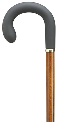 Soft Touch Crook Handle Walking Cane, brown maple wood shaft 36