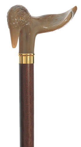 Wooden walking stick in brown with round hook grip made of plastic in brown  - Ossenberg GmbH