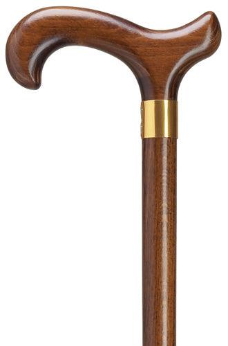 HOUSE MD Walnut hardwood Mens Derby Walking Cane, brass collar, 36