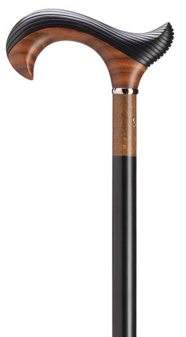 HAND CARVED STYRATED DERBY Walking Cane, WALNUT FINISH 36