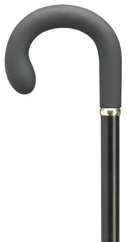 Soft Touch Crook Handle Walking Cane, black maple wood shaft 36