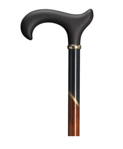 Walking Cane Anatomical Derby Scorched Maple Right Handle Black Shaft