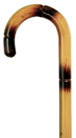 Natural Stepped & Scorched Chestnut Crook walking cane 36