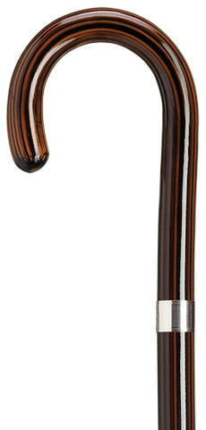 Ladies Ebony Stained Maple Crook Walking Cane | Sterling Silver Band 36