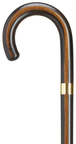 Ebony-finish Maple Wood Tourist Crook with 14 kt GOLD BAND 37