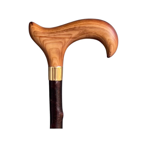 WOOD CANE - BROWN PAISLEY ACRYLIC MODERN DERBY HANDLE